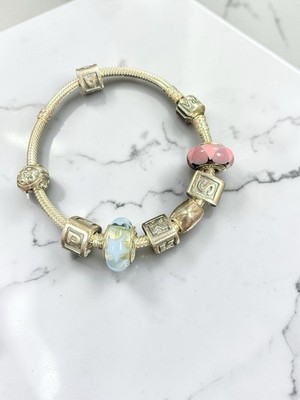 Pandora Sterling Silber Armband Chamilia Charms Konvolut 925 Murano Glas Liebesringe