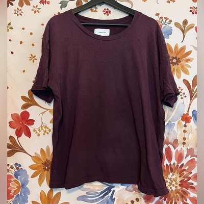 Current/Elliott 1/S Dark Red Wine Glitter Casual Fall School College Teacher Tee