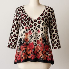 Thomas & Olivia Size 2x Animal Print 90s Y2K Vibes Shirt Blouse Floral
