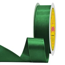 Double Face Forest Green Satin Ribbon 1 inch X 25 Yards Polyester Forest Gree...