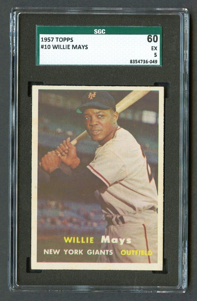 1957 Topps Baseball WILLIE MAYS #10 SGC 5 EX New York Giants HOF