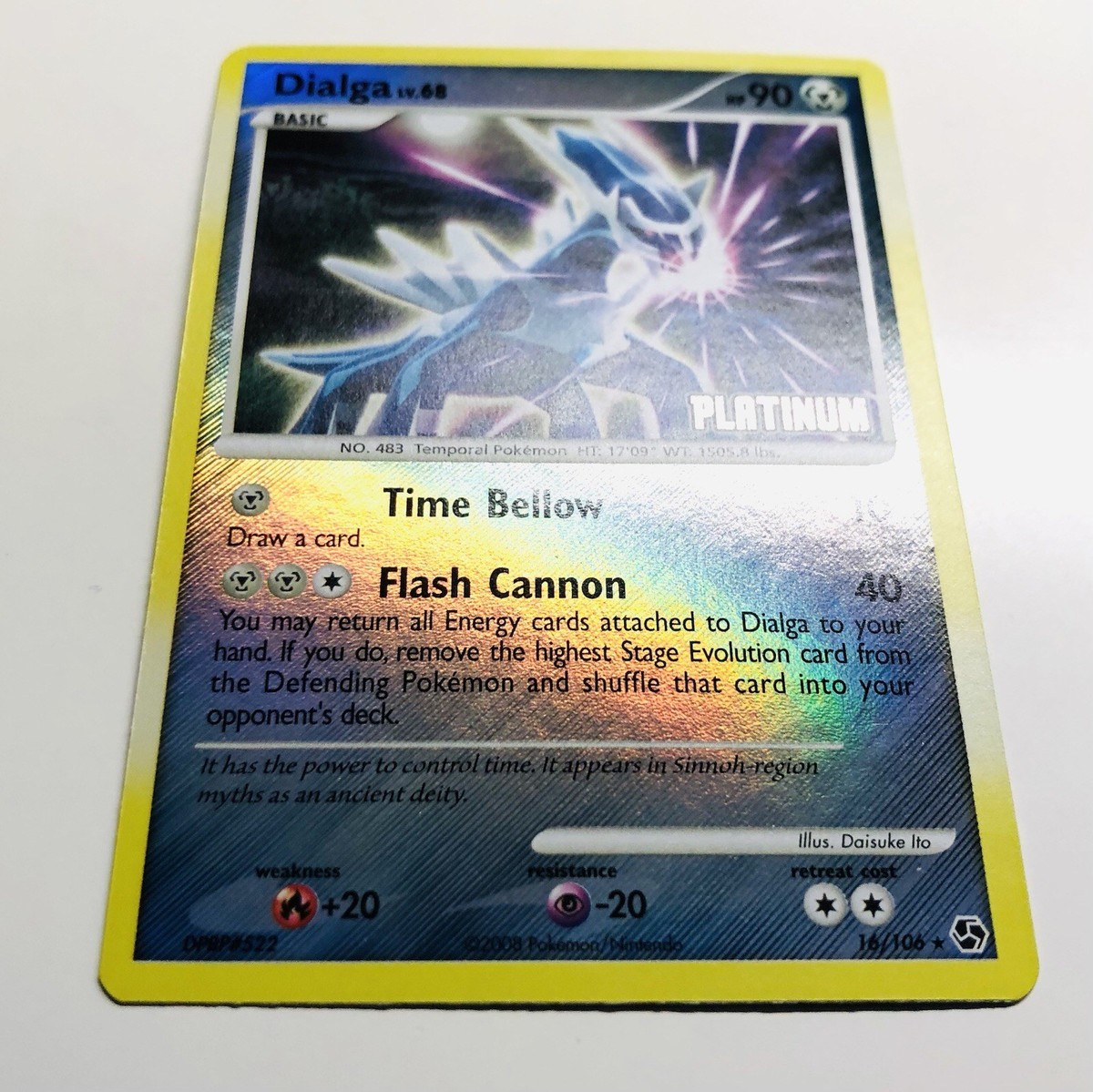 Pokemon 2008 Dialga 16/106 Platinum Stamped Burger King Reverse