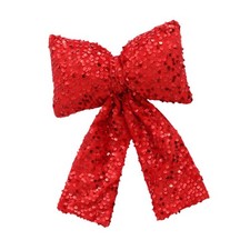 Bow Christmas Tree Ornament Wreath Bow Sequin Bowknot Glittering Craft Supplies