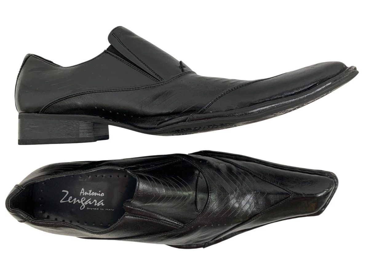 VTG, ZENGARA FASHION Dress Shoes Men\'s Black Leather Loafers Size 8 US Leather Zengara 12 (45) | Mercari main image 3