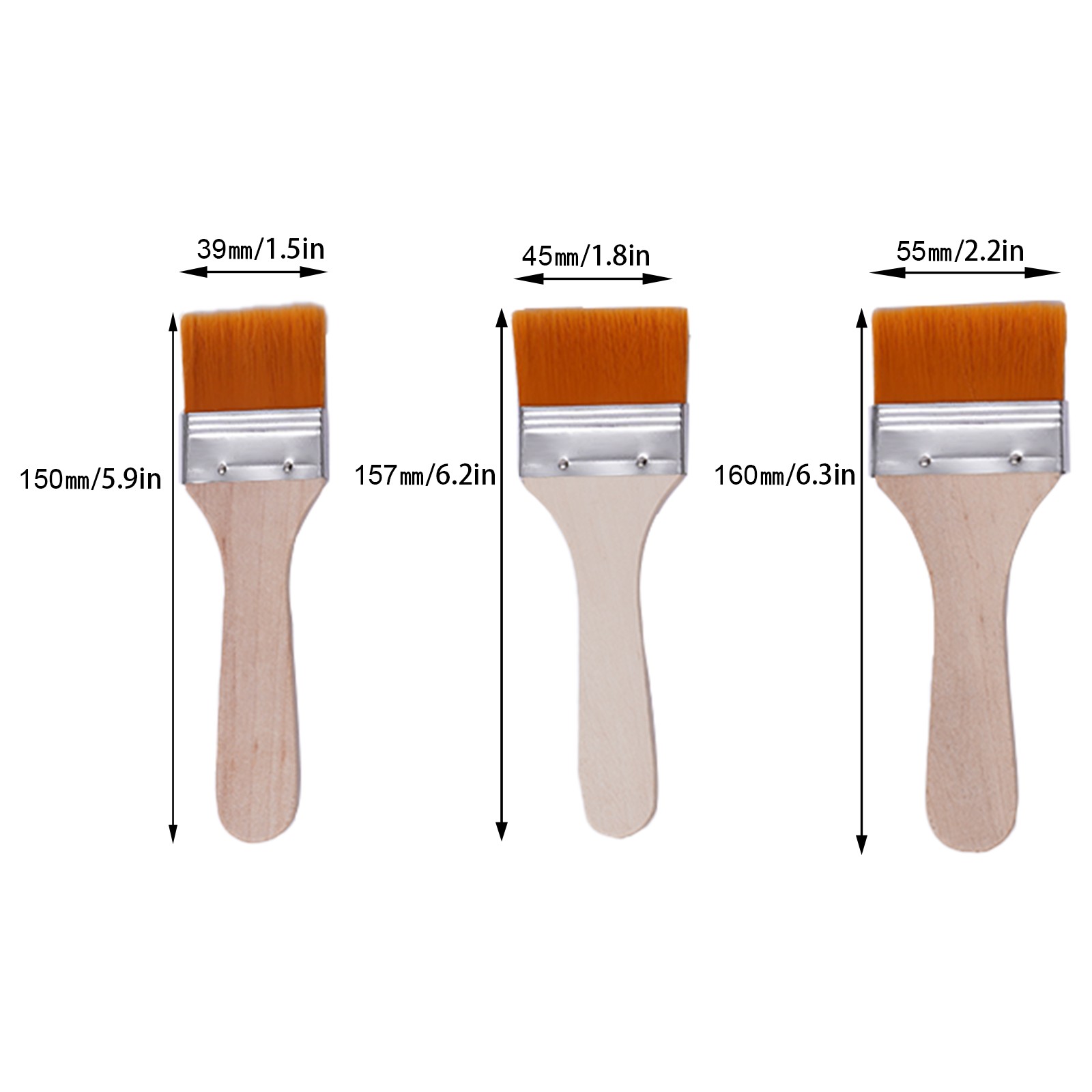 Nylon Paint Brush Pro Grade - Paint Brushes - 6 Pack Variety Angle Paint Brushes