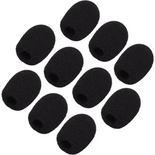 Mini Foam Microphone Covers for Lapel Headsets Small Size Black 10 Pack