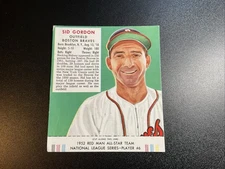 1952 Red Man Tobacco All-Star Team - National League Series Sid Gordon #6...