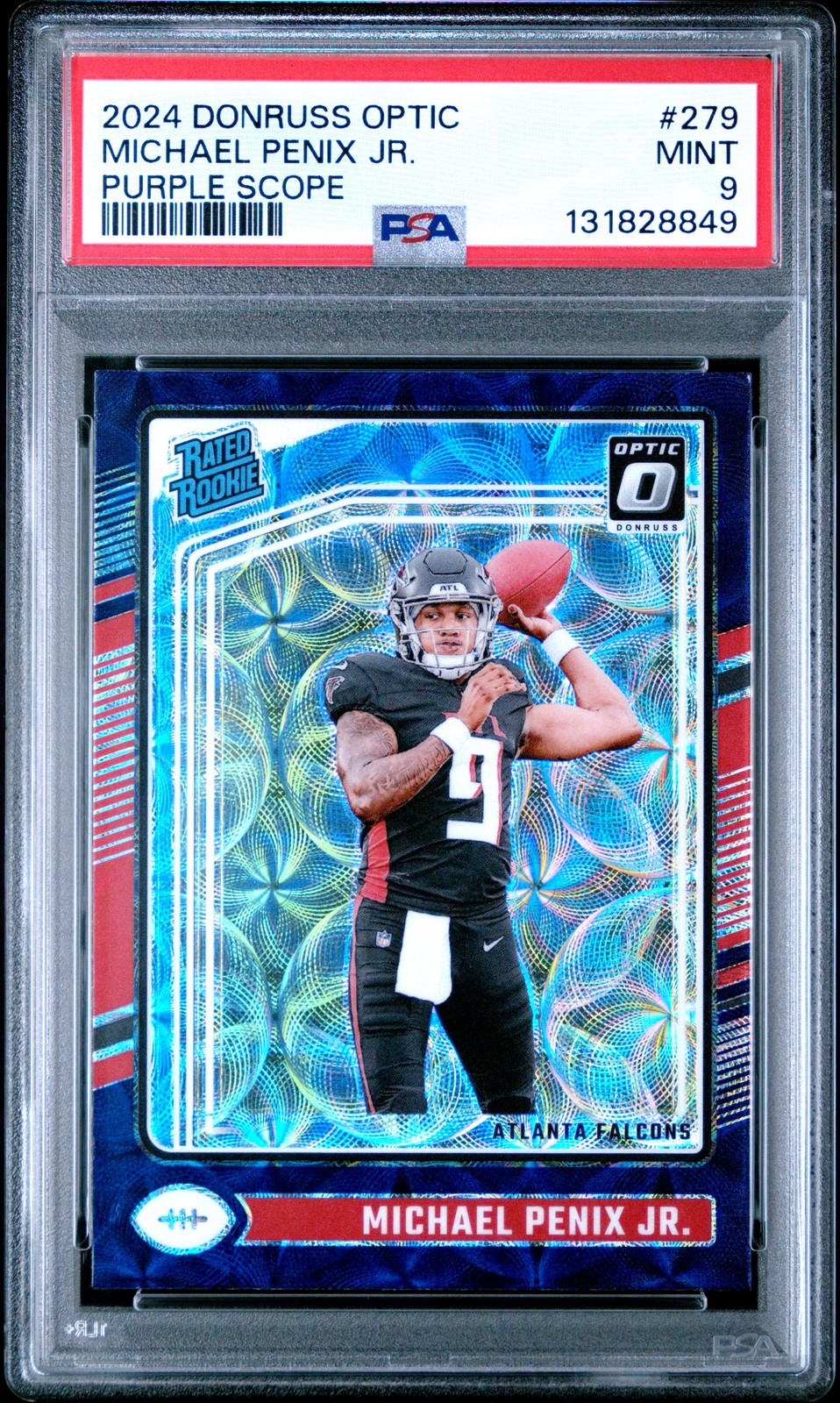 2024 PANINI DONRUSS OPTIC PURPLE SCOPE #279 MICHAEL PENIX JR. PSA 9