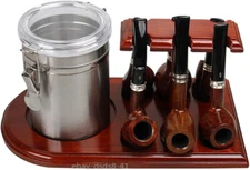 Wood Tobacco Pipe Rack - Tobacco Pipe Stand for Cigar Humidor Jar and Pipe