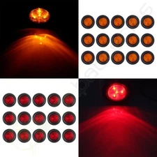 30pcs Amber, Red 4LED Round 2.5" Clearance Side Marker Light  Truck Trailer Lamp