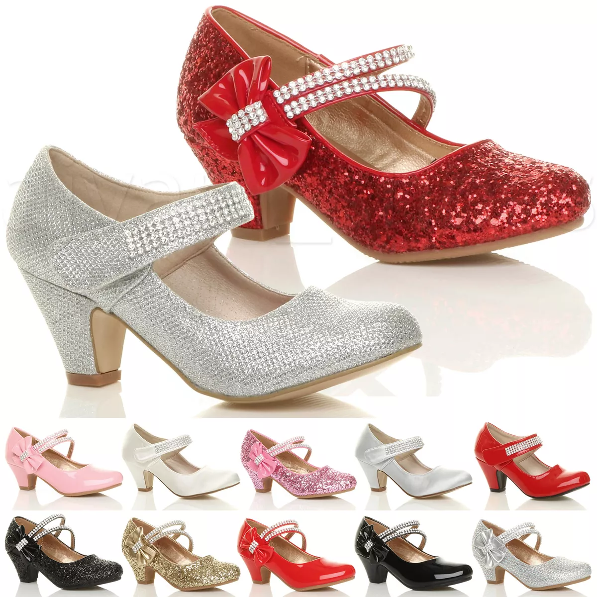 Little Girls Glitter Heels Crystal Rhinestone embellished Pageant Shoe –  Glass Slipper Formals