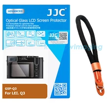JJC GSP-Q3 9H 2.5d Glass LCD Protector + Cotton Hand Strap Leica Q3 Camera