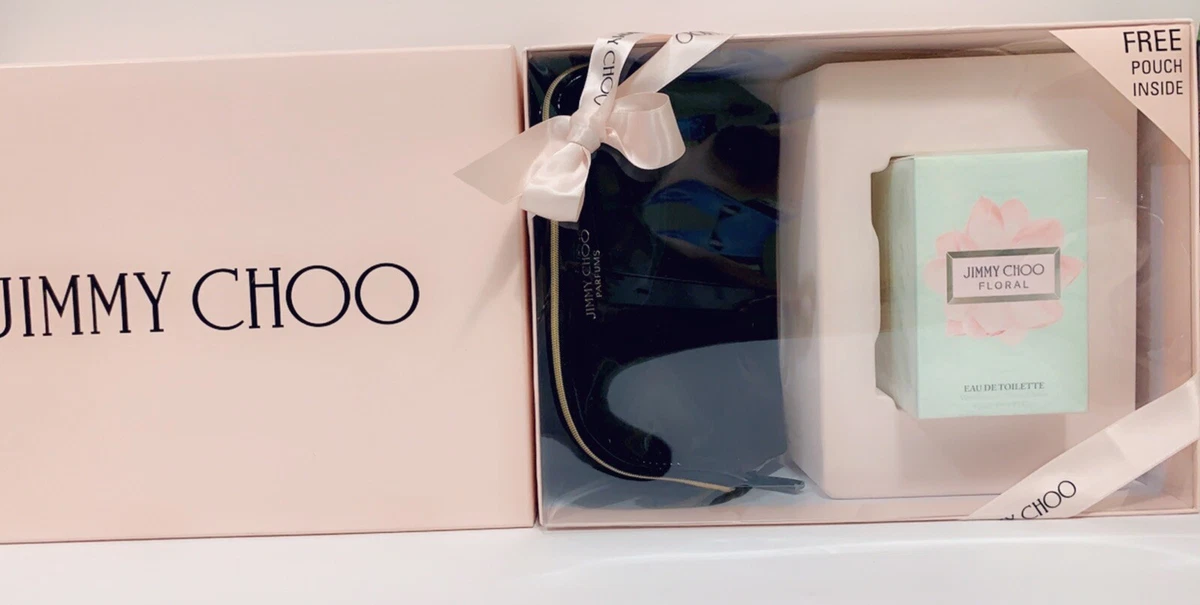 JIMMY CHOO FLORAL PERFUME FOR WOMEN GIFT SET EDT 3.0 OZ FREE POUCH NEW IN BOX