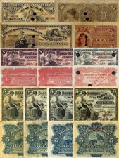 (Reproduktionen !) Geldscheine  Belgien -Congo 1-4C   1896 - 1924