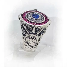 American Sterling Silver Ring with Flag Color CZ Stones