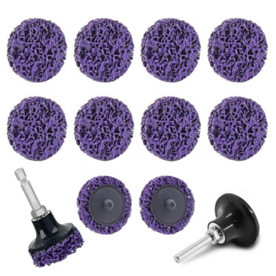 Produktbild von 12-teiliges CSD Reinigungsscheiben-Set 50 Mm Mit Stange – Lila Nylongewebe Für Polieren & Rost Entfernen