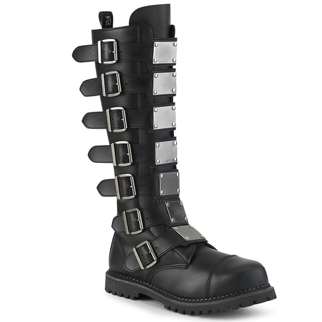 demonia black buckle boots