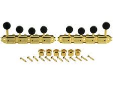 Kluson Supreme F Type Gold Mandolin tuners, 18:1 Ratio, Black Buttons KTSM-F-GB