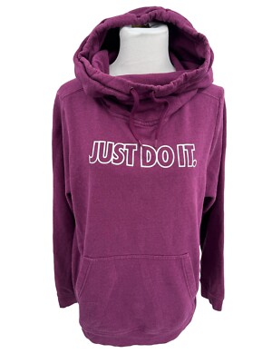 Nike Just Do it Pullover Hoodie Sweatshirt Maroon Silver Letters Womens Size 1X | eBay