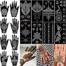 16 Sheets Henna Tattoo Stickers Waterproof Temporary Tattoo Stencil Sets