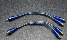 2 PCS RCA WIRE BLUE GRAY Y SPLITTER 2 FEMALE 1 MALE CAR HOME AUDIO BLS