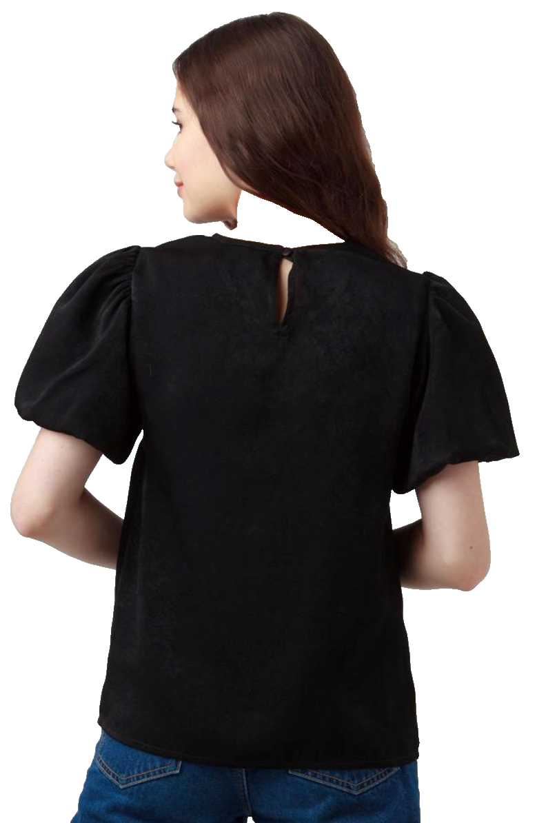Vince Camuto Women's Rich Black Summer Heart Flutter Sleeve
