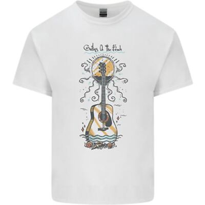 Gitarre Strand Akustik Urlaub Surfen Musik Kinder T-Shirt Jungs Mädchen