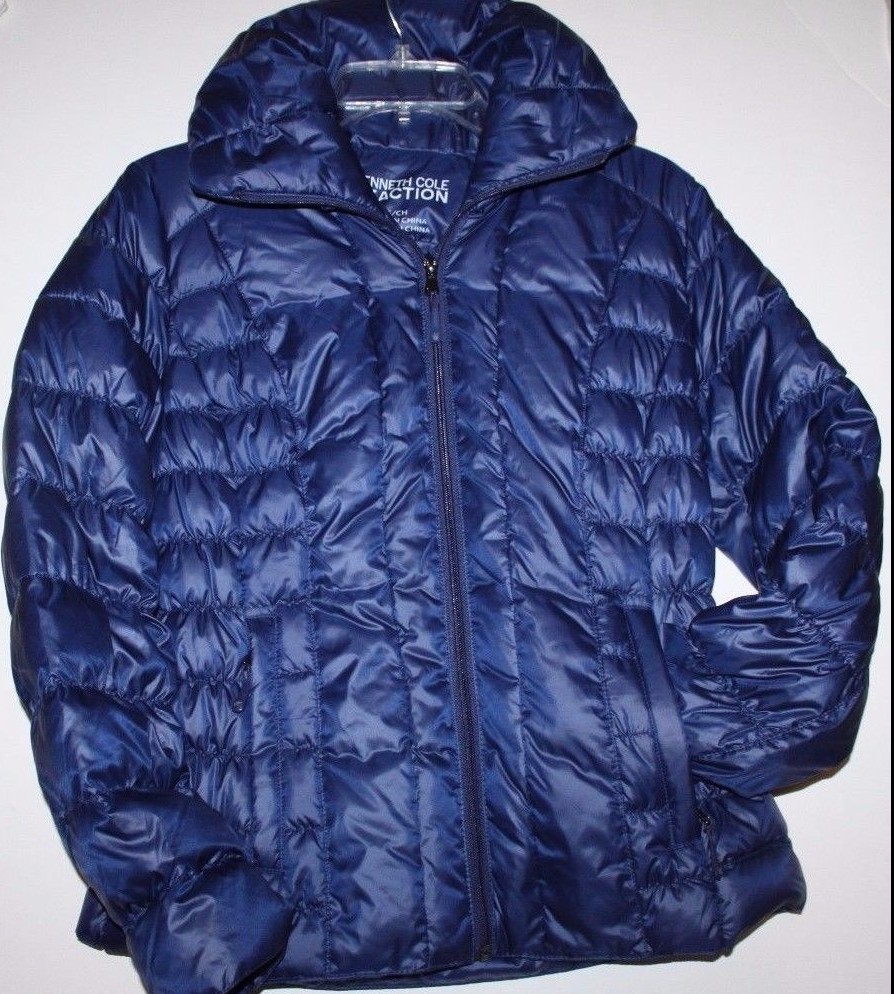 Kenneth Cole Reaction NWT Women's S Navy Blue Packable Down Puffer