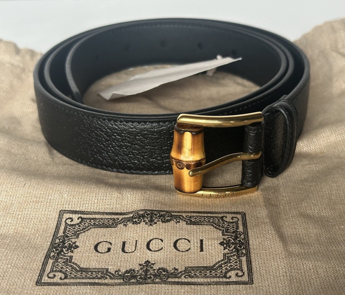 Gucci Men's Leather Dollar Pigprint Belt Black 105/42 Italy