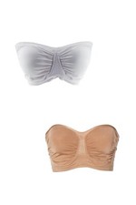 Rhonda Shear 2-pack Seamless Underwire Bandeau Bra Sienna/White