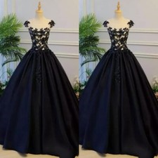 Gothic Black Wedding Dresses Off Shoulder Lace Applique A Line Bridal Gowns