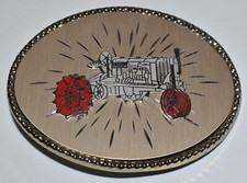 Vintage 1970s IH International Harvester Farmall Tractor Enameled Belt Buckle