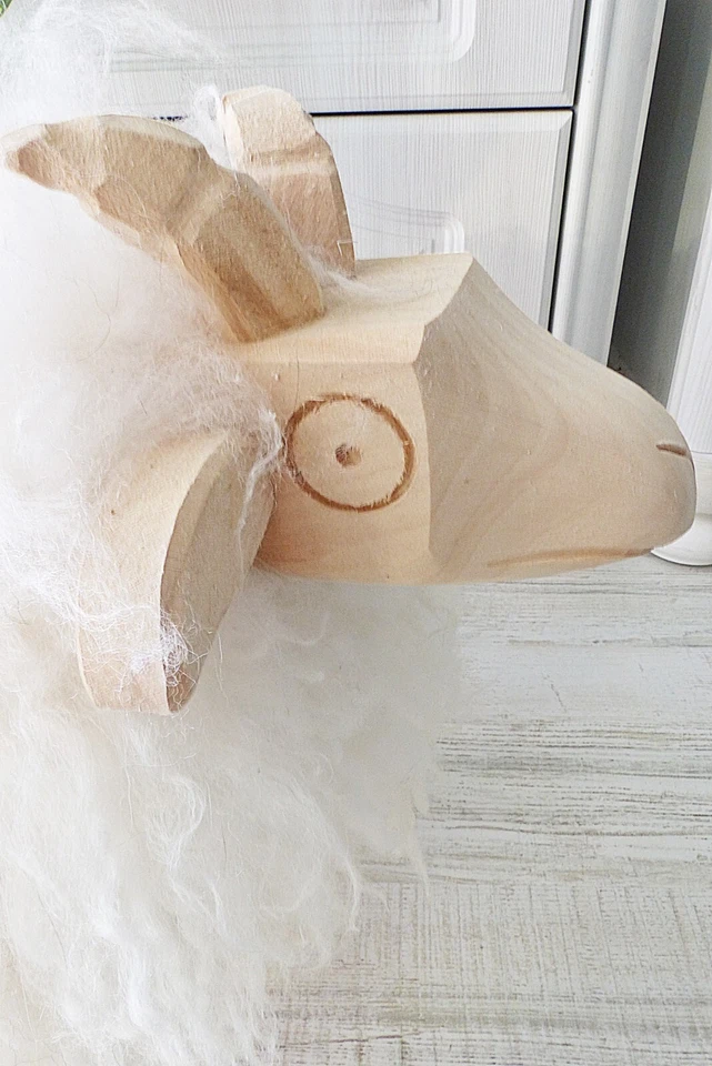 White Fur Ottoman Real Sheepskin Pouf Nursery Room Natural Sheepskin Seat Cover - Image 3 of 4