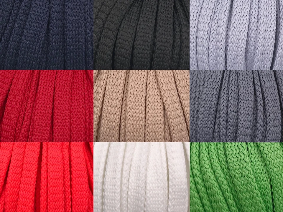 3m, 5m Kordel Polyester 8mm flach Schnur Turnbeutel Seil 9 Farben