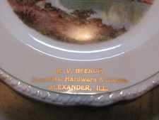 1920'S BREAD PLATE ADVERTISING GROCERIES HARDWARE STORE K.V. BEERUP ALEXANDER IL