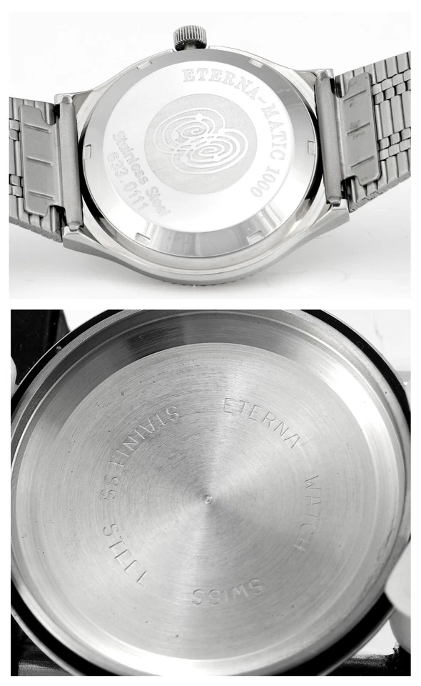 Vintage ETERNA MATIC 1000 Auto Date S/Steel Mens Wrist Watch - New Old Stock - - image 4 of 4