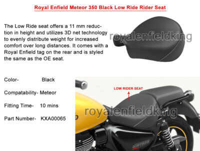 Echtes Royal Enfield Meteor 350 Schwarze Farbe Low Rider Sitz
