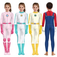 Girls Boys Kids Game Cosplay Jumpsuit Princess Peach Rosalina Daisy Bodysuit Cos