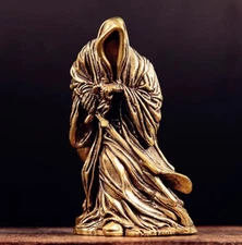 Brass Death Grim Reaper Figurine Small Animal Statue Office Home Decoration Toy