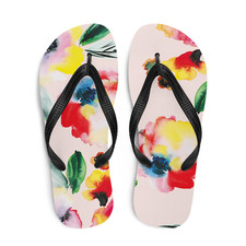 Bold Watercolor Summer Flip-Flops Red Blue Yellow Art Women's Sandals Casual