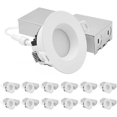 LUXRITE 3'' LED Recessed Light, 5CCT, 9/12W, 750/1000LM, Dimmable, ETL 12 Pack