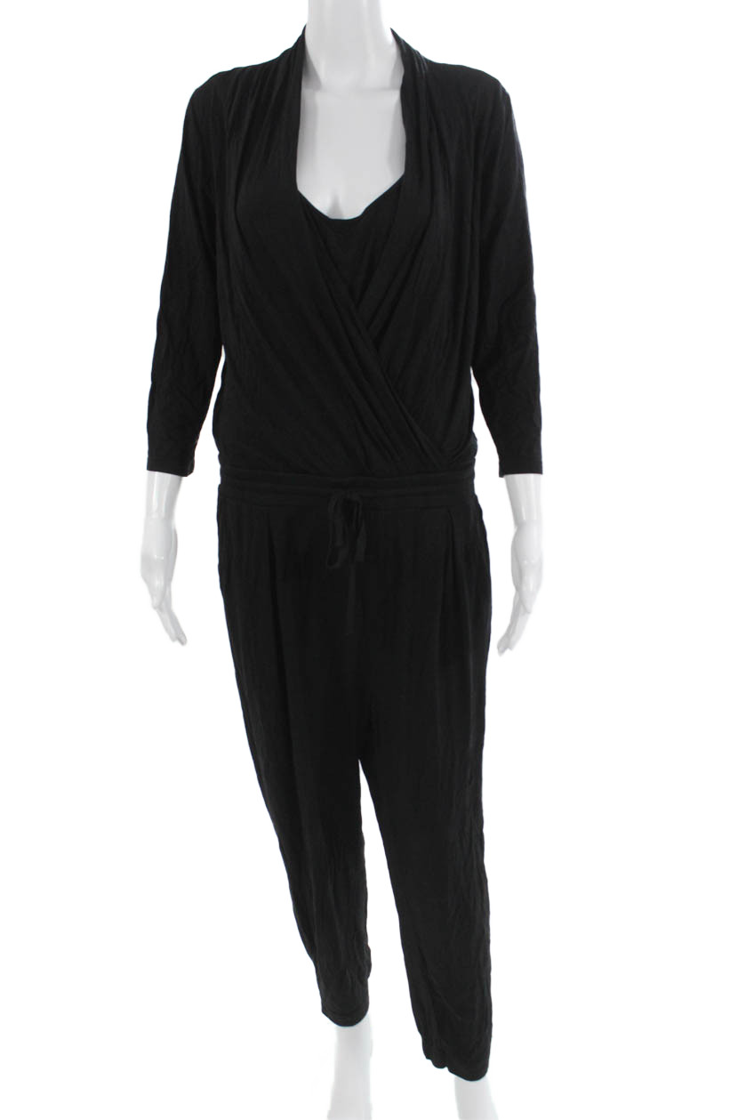 Freeloader Womens Jumpsuit Black Scoop Neck 3/4 Sleeve Cotton Blend Size MFree Shipping in US $100+ Orders | $6.95 Orders Below