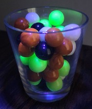 Vintage 40-Pc Lot Ultra Violet UV Blacklight Reactive Marbles Swirl Glass Green