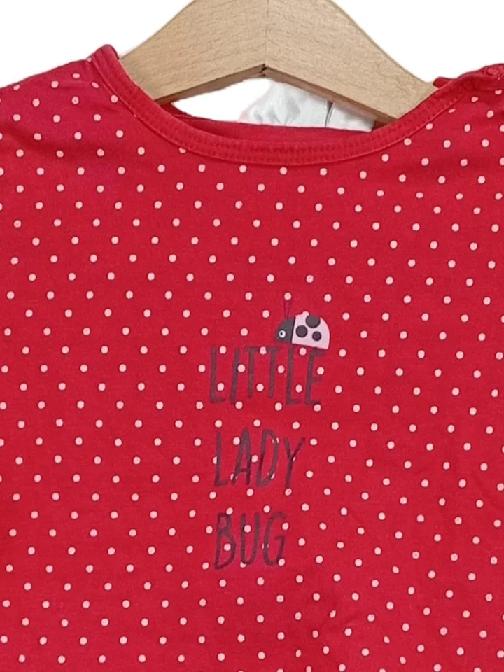 Impidimpi Kinder Schlafanzug Set Shirt Shorts Gr. 128 Rot Punkte Marienkäfer - Bild 3 von 4