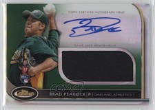 2012 Topps Finest Jumbo Relic Rookies Green Refractor /199 Brad Peacock Auto h7i