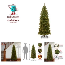 6 ft Pre-Lit North Valley Spruce Slim Artificial Christmas Tree, 250 Clear Li...