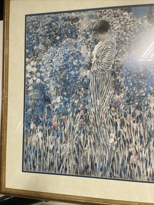Art Oil painting Frederick Carl Frieseke Lady in a garden Sun landscape Print