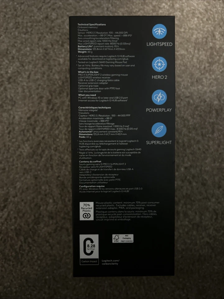 Logitech G Pro x Superlight 2 Wireless Gaming Mouse Black, 60g - Image 4 of 4