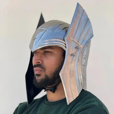Medieval Thor Helmet | Ragnarok-Inspired 18G Steel & Leather Streaps Thor Helmet