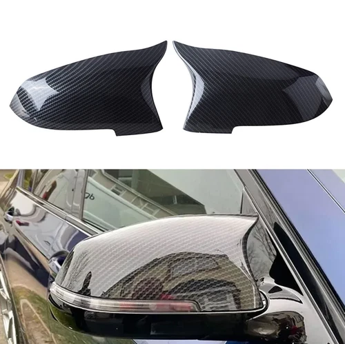 2x Carbon Fiber Side Mirror Cover Cap For BMW 5 Series F10 F11 F18 F07 2014-2018